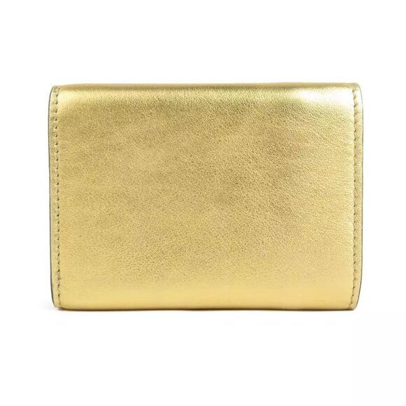 Auth FENDI Trifold Wallet Compact Wallet Gold Leather - e59960g - Picture 2 of 8